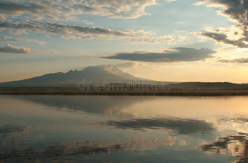 the lake at the foot of the volcano royalty free stock photos the lake at the foot of the volcano royalty free stock photos