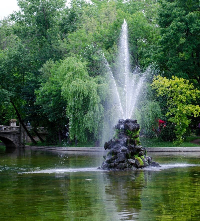 Lake fountain stock image. Image of flowers, fountain 41242179