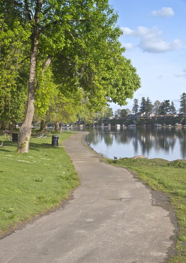 Lake front properties and lake Oregon. stock images