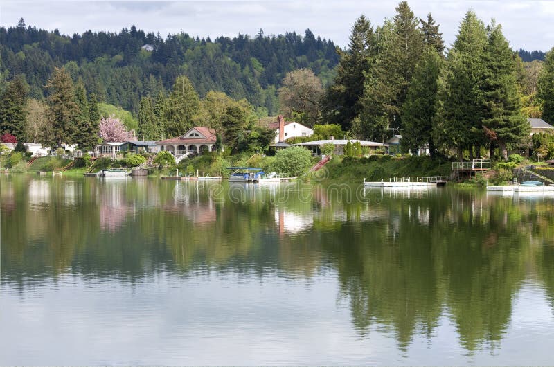 Lake Front Properties, Woodland WA. Stock Photo Image of washington
