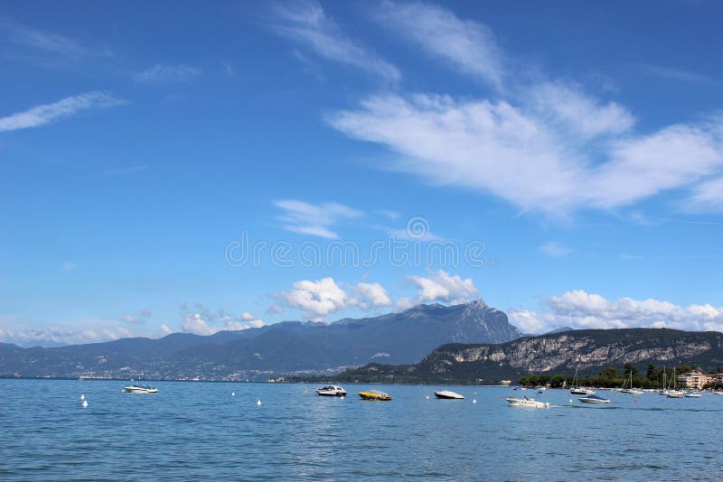 Lake Garda from footpath Bardolino to Cisano Italy royalty free stock images Lake Garda from footpath Bardolino to Cisano Italy royalty free stock images