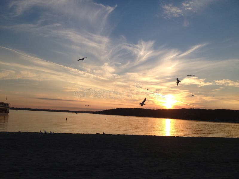 Lake Geneva Sunset stock photo. Image of evening, lakegeneva 53666310