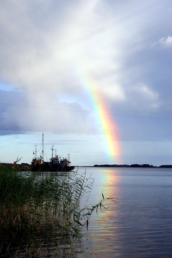 Lake Ladoga. A rainbow. royalty free stock images Lake Ladoga. A rainbow. royalty free stock images