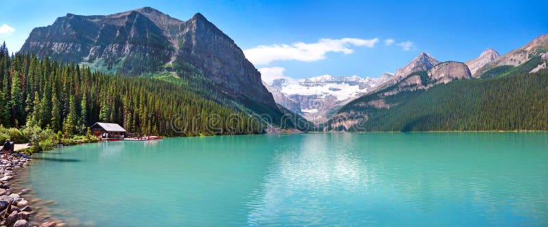 Lake Louise panorama royalty free stock photo