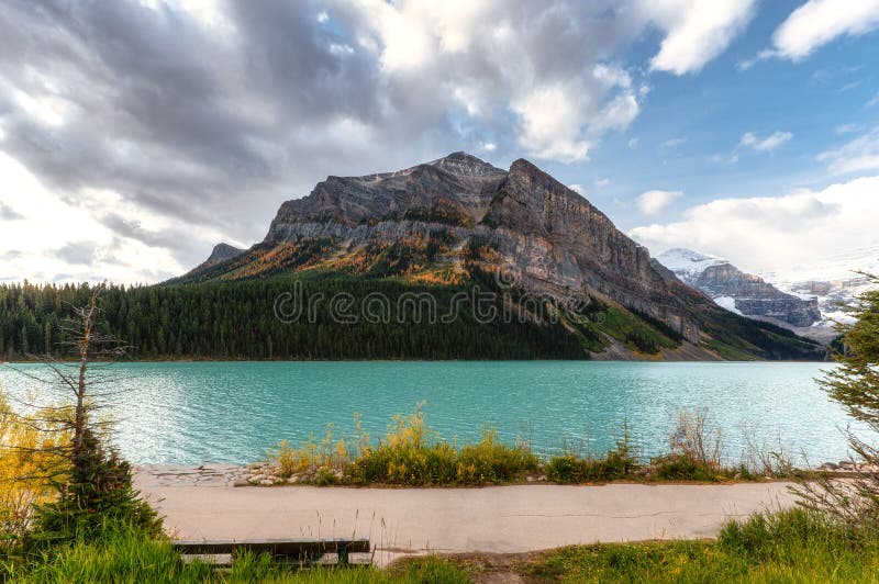 Lake Louise with Rocky Mountains and Turquoise Water in Autumn at Banff