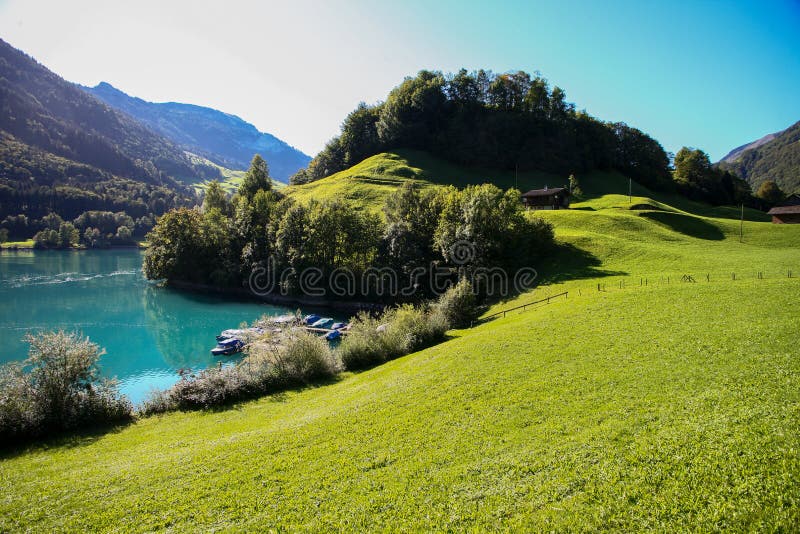 Lake Lungern Switzerland - Famous Fishing Lake in Switzerland Stock Photo -  Image of landscape, nature: 171383454