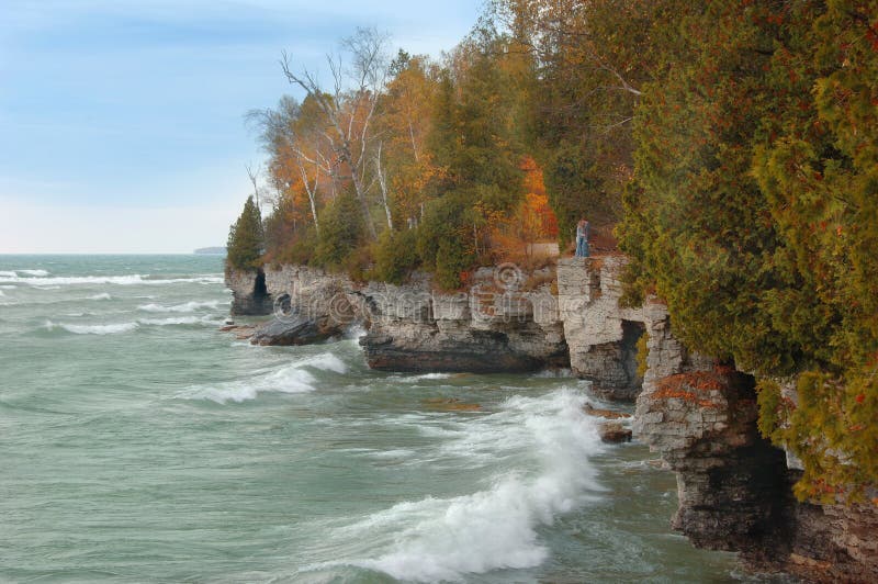 Lake Michigan Shore in Autumn royalty free stock images Lake Michigan Shore in Autumn royalty free stock images