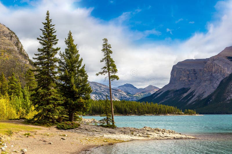 Lake Minnewanka in Banff royalty free stock images