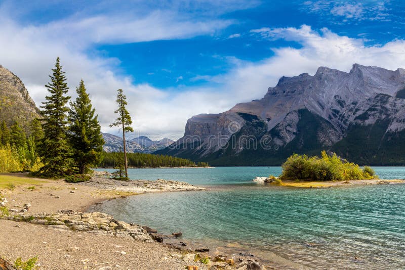 Lake Minnewanka in Banff royalty free stock photos