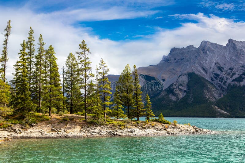Lake Minnewanka in Banff stock photos