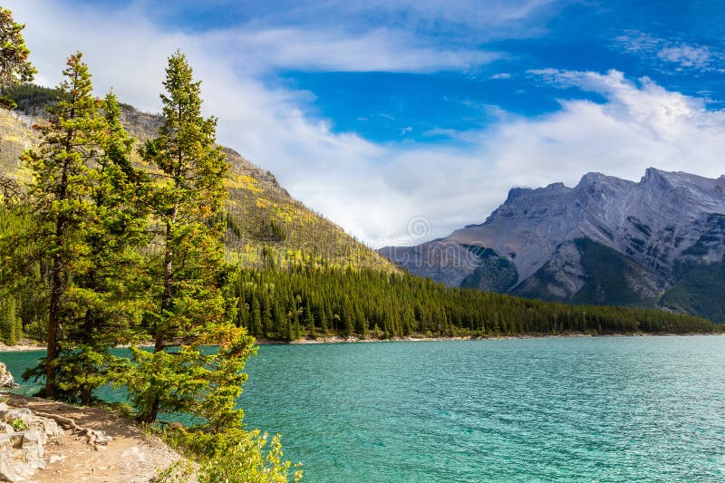 Lake Minnewanka in Banff royalty free stock image