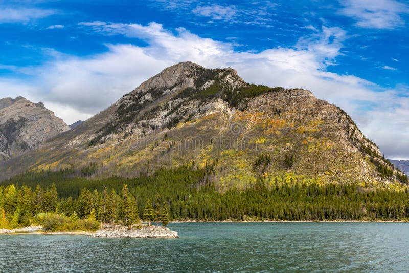 Lake Minnewanka in Banff royalty free stock photography