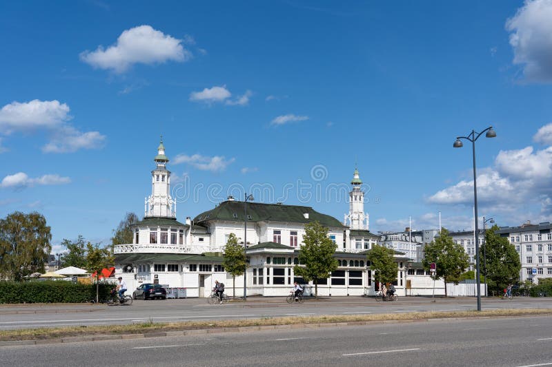 Copenhagen, Denmark - July 14, 2023: Exterior view of the historic Lake Pavilion. Copenhagen, Denmark - July 14, 2023: Exterior view of the historic Lake Pavilion.