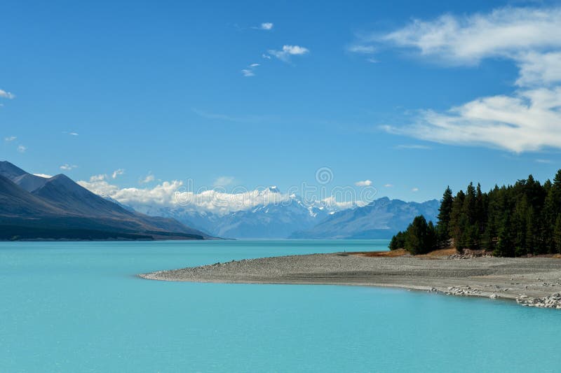 Lake Pukaki and Mount Cook stock image Lake Pukaki and Mount Cook stock image