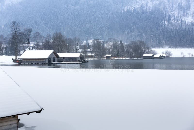 Lake Schliersee in Bavaria, Germany, in winter stock image Lake Schliersee in Bavaria, Germany, in winter stock image
