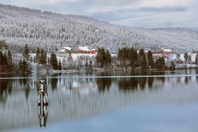 Lake Selbu, Norway stock image. Image of snow, country 88135527
