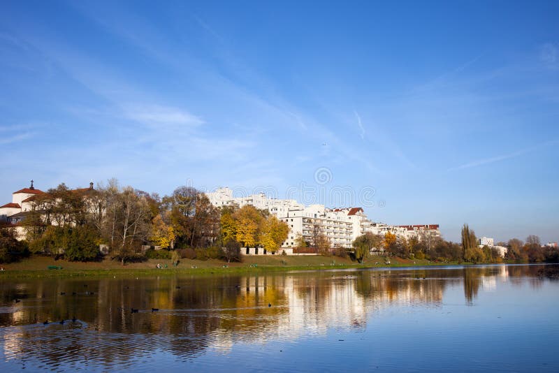 Lakeside Modern Apartment Buildings in Warsaw Stock Image Image of