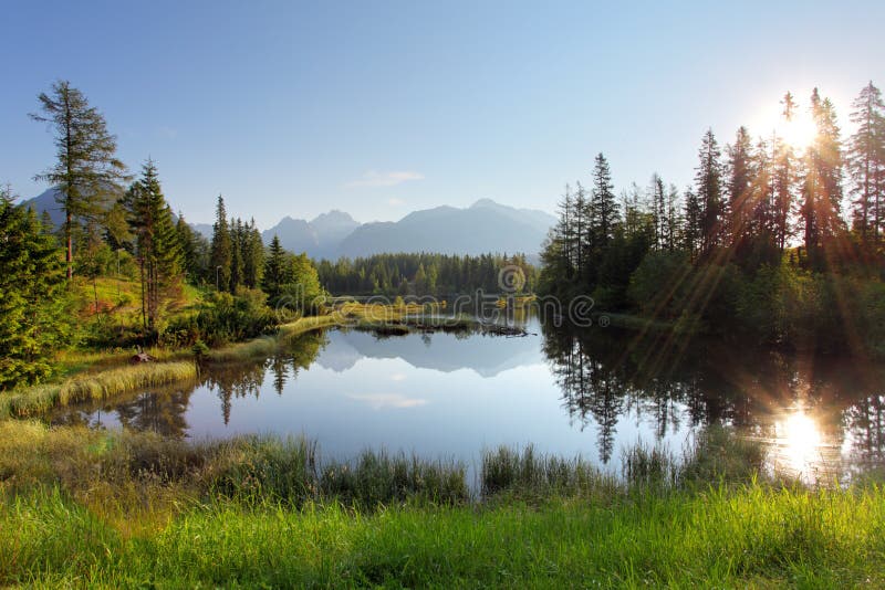 Lake in Slovakia mountain, Strbske pleso