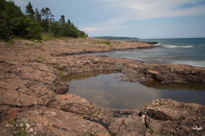 Lake Superior Shoreline in Two Harbors, Minnesota Stock Photo Image