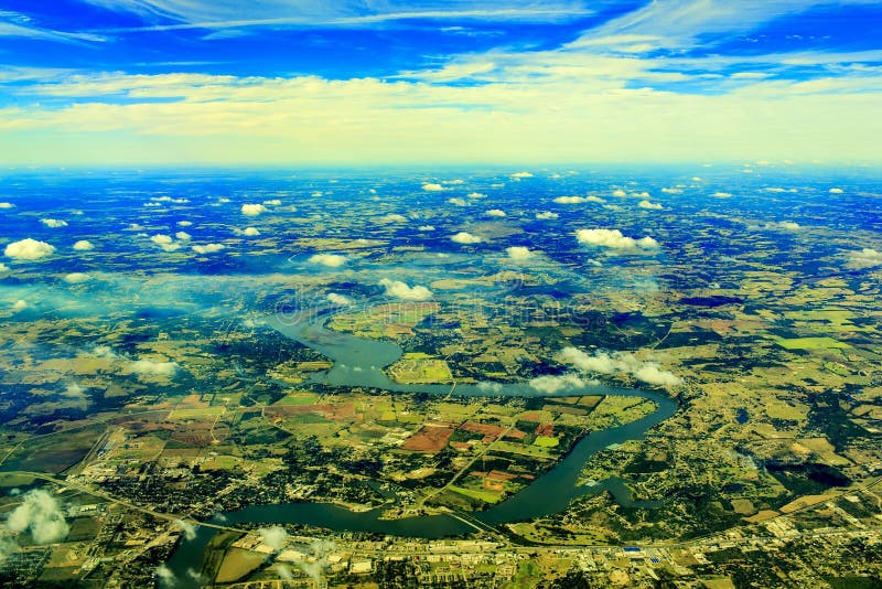 Lake Texoma from top stock image. Image of land, geomorphology 61579329