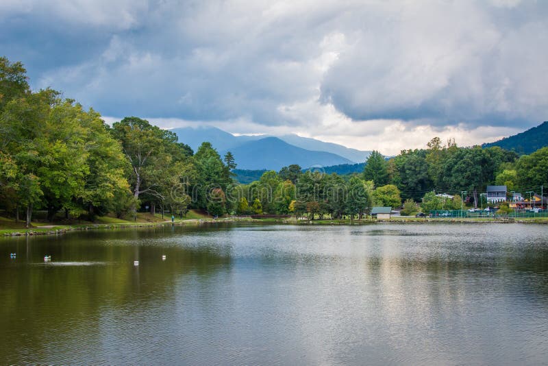 Lake Tomahawk, in Black Mountain, North Carolina. Stock Photo Image