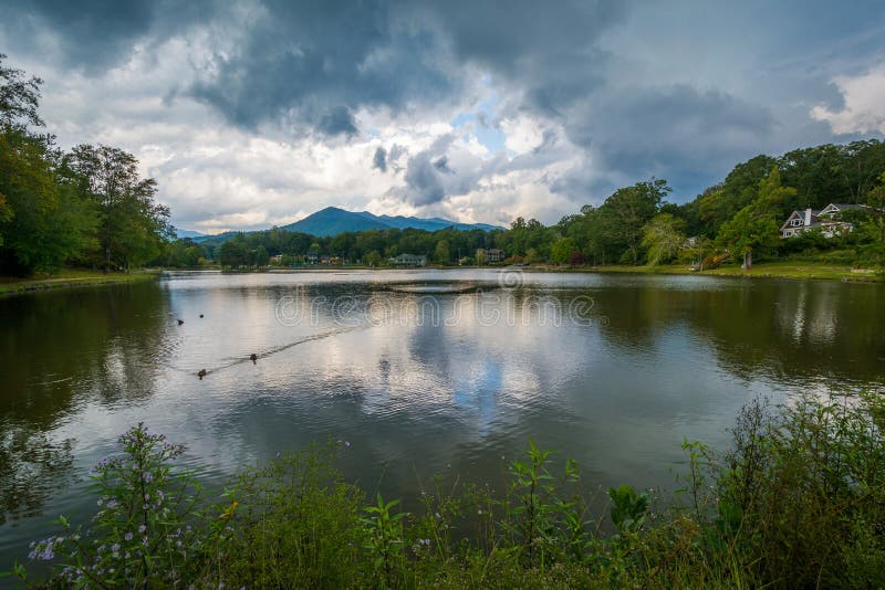 Lake Tomahawk, in Black Mountain, North Carolina. Stock Photo Image
