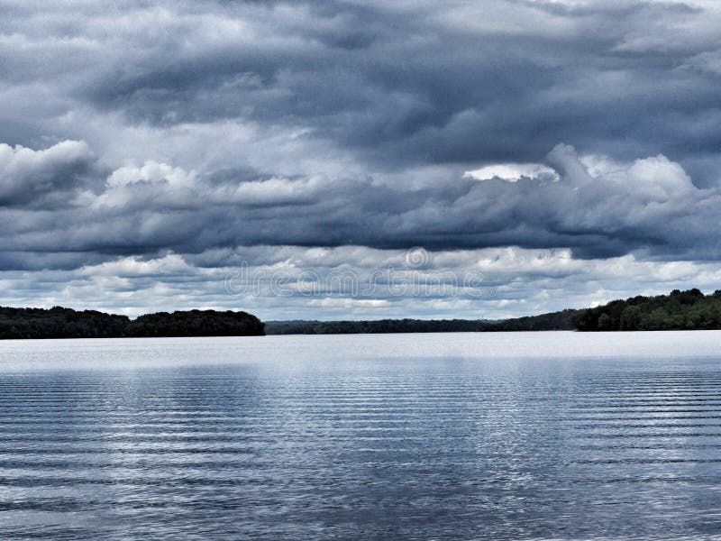 Lake view distance reflection clouds stock photos