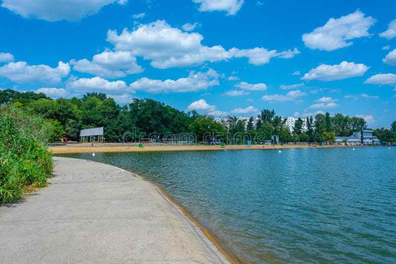 Lakeside promenade at Valea Morilor park in Chisinau, Moldova.Image