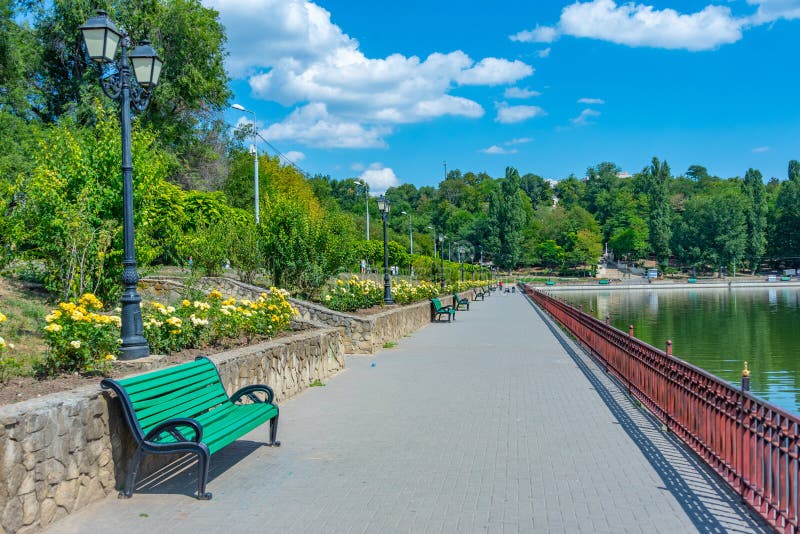 Lakeside promenade at Valea Morilor park in Chisinau, Moldova.Image