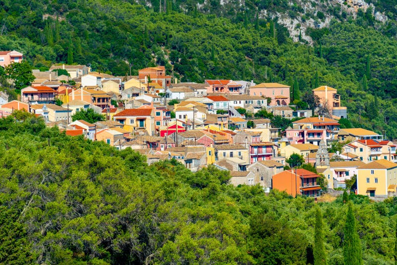 Lakones Village at Corfu Island Stock Photo - Image of country, nature ...