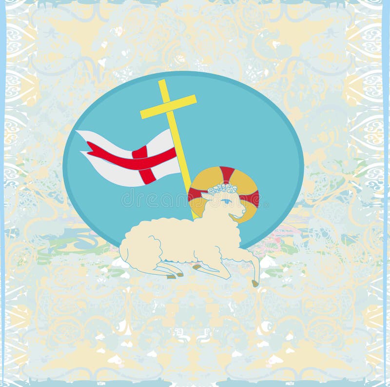 Lam met Kruis - Abstracte grungekaart royalty-vrije illustratie Lam met Kruis - Abstracte grungekaart royalty-vrije illustratie