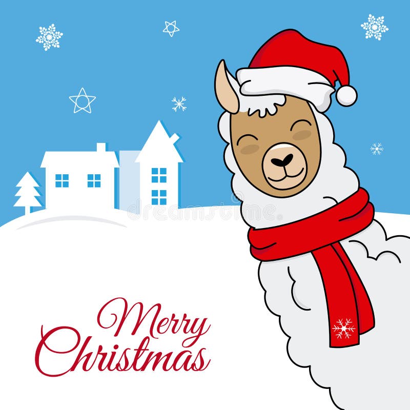 Lama com chapéu de Papai Noel ilustração do vetor Lama com chapéu de Papai Noel ilustração do vetor