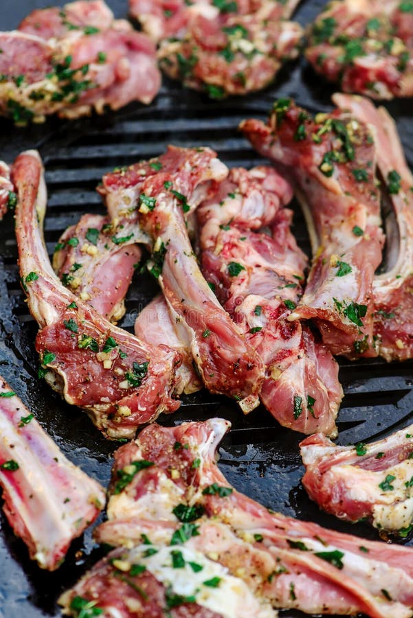 Lamb Chops Marinated with Mint and Green Pea Stock Photo Image of