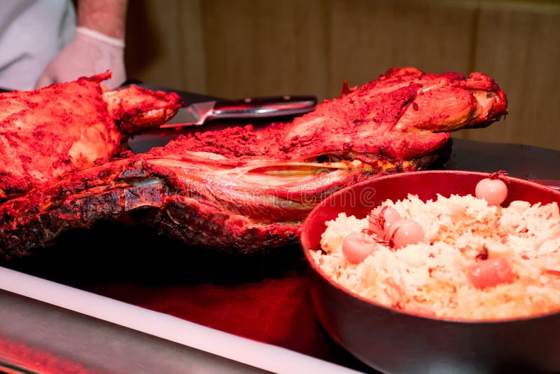 Lamb Leg Chop Shank Meat Roasted for Easter Celebration during Festive