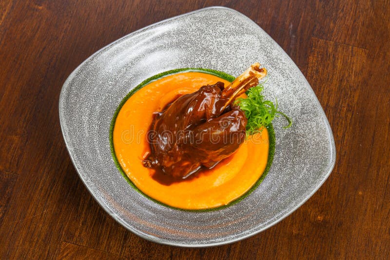 Lamb leg with cream sauce stock photo. Image of cuisine 187798798