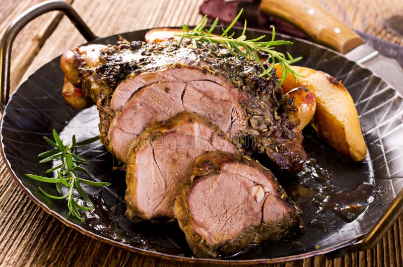 Lamb Roast in a Pan royalty free stock photography