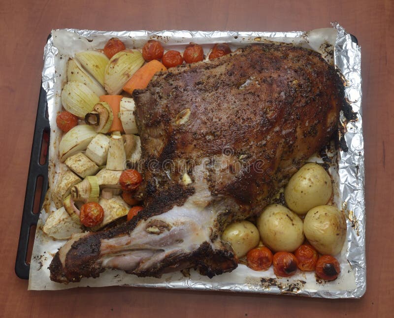 Lamb shoulder blade stock photo. Image of carrots, leek 56568238