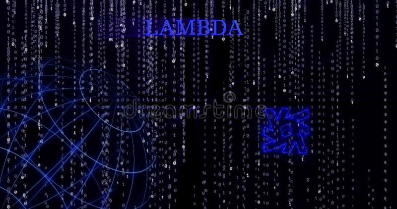 Накаляя символ ОВЕЧКИ Lambda против понижаясь символов бинарного кода видеоматериал