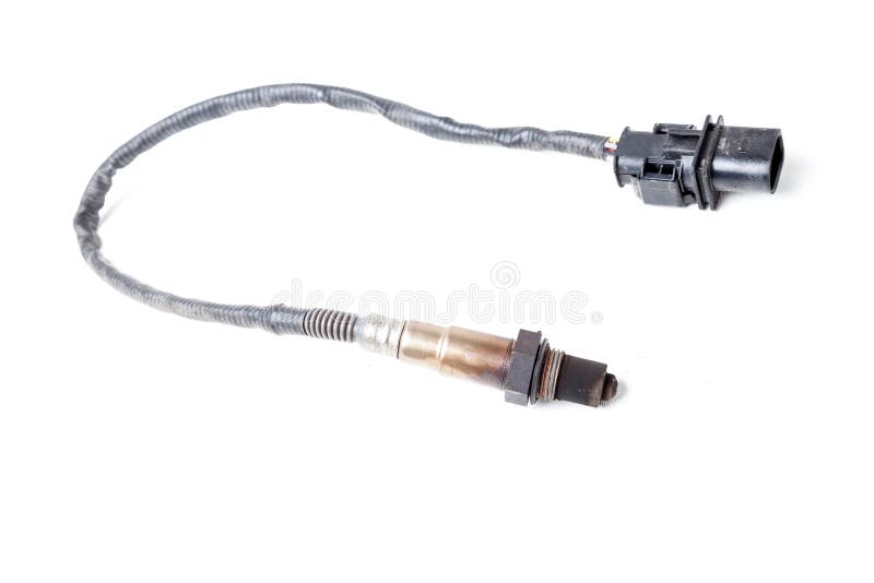 Lambda probe - oxygen sensor device designed to record tamount of remaining oxygen in the exhaust gas of car engine is located in stock photos