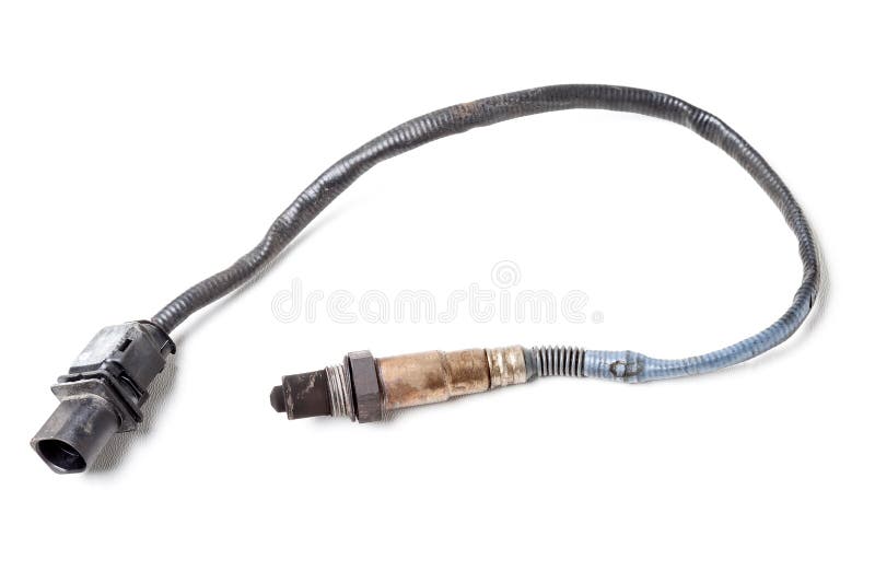 Lambda probe - oxygen sensor device designed to record tamount of remaining oxygen in the exhaust gas of car engine is located in royalty free stock images