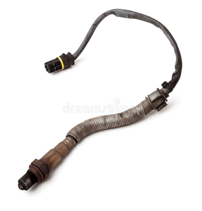 Lambda probe - oxygen sensor device designed to record tamount of remaining oxygen in the exhaust gas of car engine is located in royalty free stock images