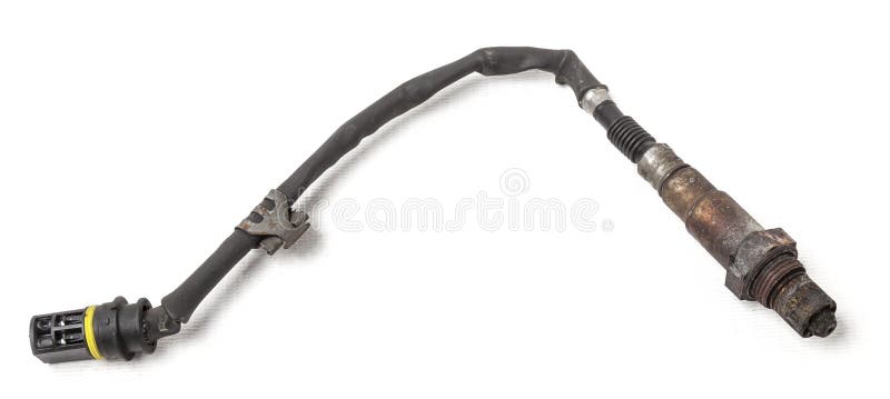 Lambda probe - oxygen sensor device designed to record tamount of remaining oxygen in the exhaust gas of car engine is located in stock photos