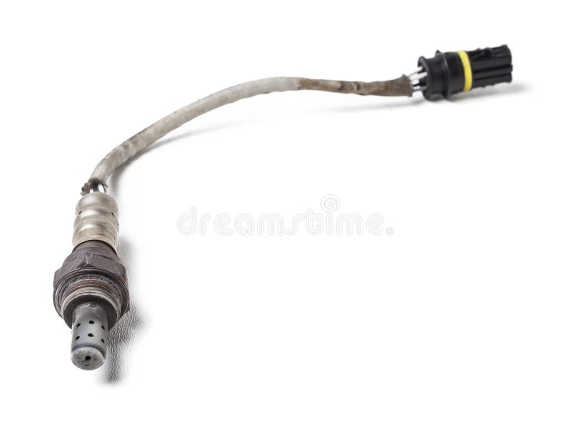 Lambda probe - oxygen sensor device designed to record tamount of remaining oxygen in the exhaust gas of car engine is located in royalty free stock photo