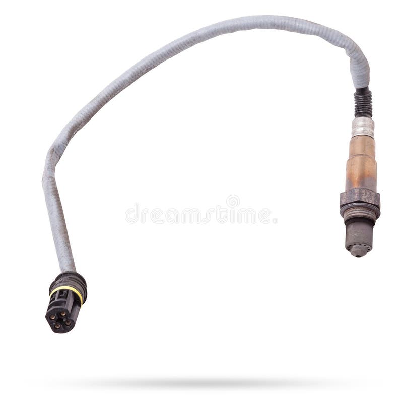 Lambda probe - oxygen sensor device designed to record tamount of remaining oxygen in the exhaust gas of car engine is located in royalty free stock photo