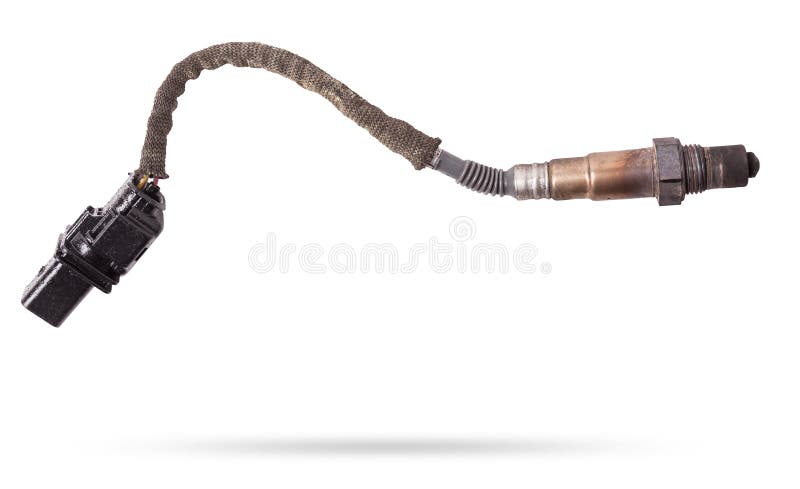 Lambda probe - oxygen sensor device designed to record tamount of remaining oxygen in the exhaust gas of car engine is located in stock photos
