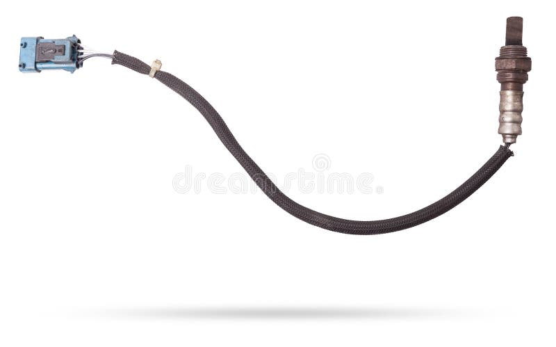 Lambda probe - oxygen sensor device designed to record tamount of remaining oxygen in the exhaust gas of car engine is located in stock images