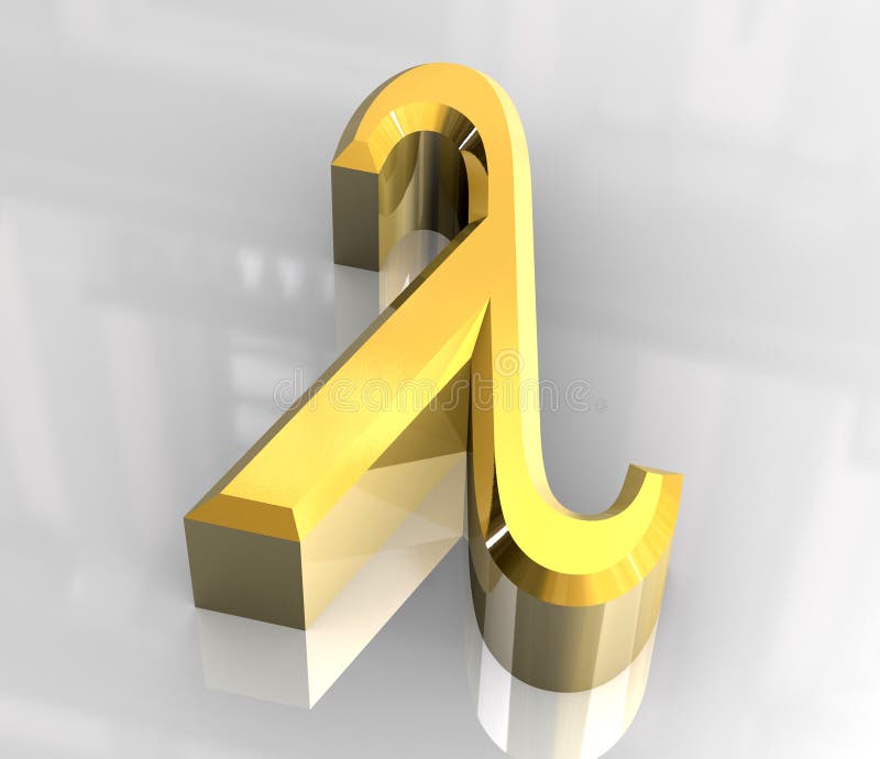 Lambda symbol in gold (3d)