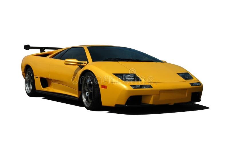 A Yellow Lamborghini Diablo isolated on white. Clipping Path on vehicle. See my portfolio for more automotive images!. A Yellow Lamborghini Diablo isolated on white. Clipping Path on vehicle. See my portfolio for more automotive images!