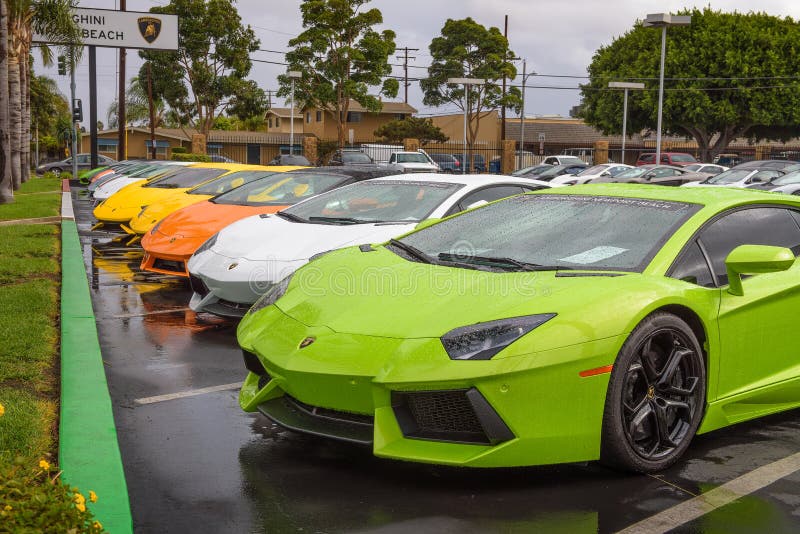 Lamborghini Cars Parked at the Factory Authorized Dealership in