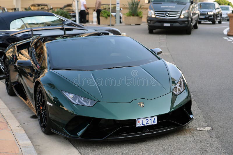 Lamborghini Huracan Performante Spyder em Mônaco imagem de stock royalty free Lamborghini Huracan Performante Spyder em Mônaco imagem de stock royalty free